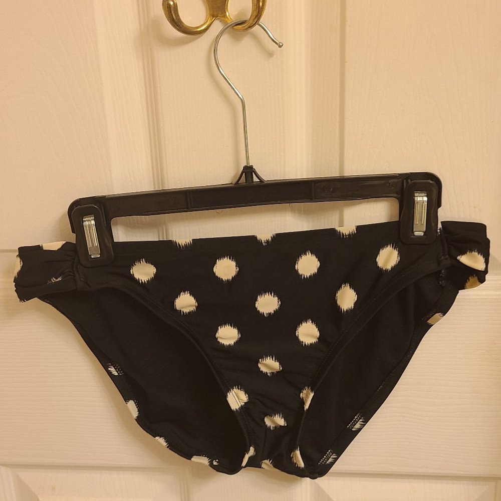 Mossimo  Womens Swim Bikini Bottom L Black & White Poka Dot
